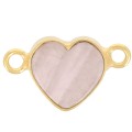 Distanziatore cuore 15x8 mm - Dorato in oro fino - Quarzo rosa x1