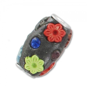 Oliva incrostata di perline mm. 19x11 Multicolori x1