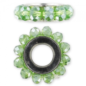 Pendente rondelle sfaccettate 18 mm Peridot AB x1