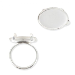 Anello Castone retro piatto mm. 18x13 orizzontale Argento 925 x1