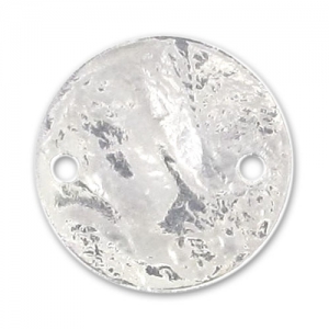 Separatore tondo martellato 2 fori mm. 15 argentato  x1