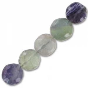 Perline Tonde sfaccettate 10 mm Fluorite x5