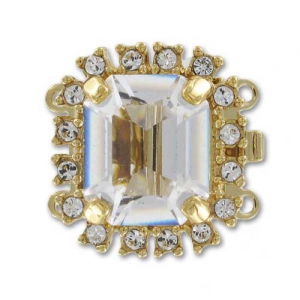 Chiusura 2 file mm. 17 Cabochon PureCrystal Crystal/dorato x1