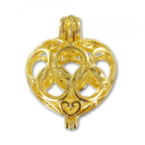Ciondolo cuore decorato con apertura mm. 19 dorato x1