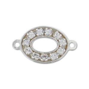 Intercalare strass ovale 2 anellini mm. 17,3x10 Argento 925 x1