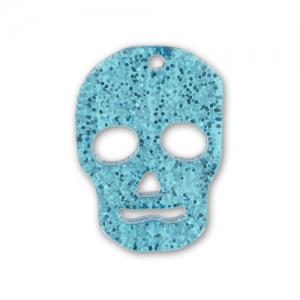 Pendente teschio 23 mm Aquamarine con paillettes x1