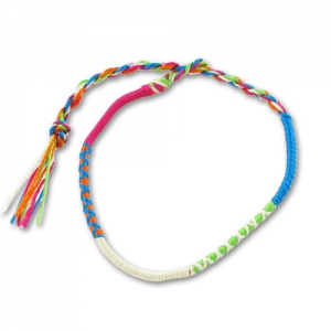 Bracciale treccia indiana 3 mm Fucsia/Turchese x1