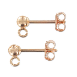 Orecchini a chiodo con palline 3 mm in Rose Gold filled x2