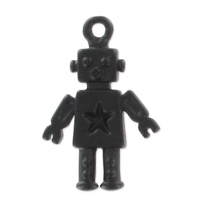 Ciondolo robot 18x12 mm - Nero satinato x1