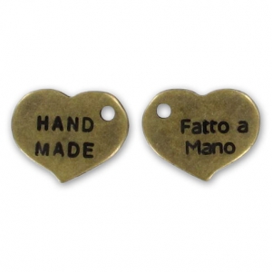 Ciondolo cuore Hand Made/Fatto a Mano mm. 11 bronzo x1