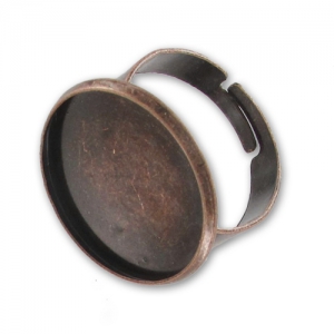 Anello Castone retro piatto mm. 18 rame antico x1