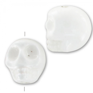 Teschio in ceramica mm. 13x11 mm Bianco x1