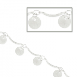 Catena sequins tondi e separatori arcuati mm. 3 argentato x m. 1