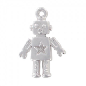 Ciondolo robot 18x12 mm - Placcatura argento satinato x1