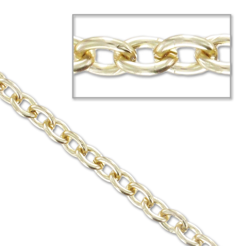 Catena A Maglia Ovale Piatta Per Gioielli Fai Da Te - 5 Metri In Ottone Con Placcatura Oro 18kt, 19x7 Mm
