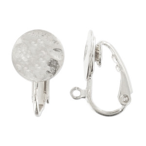 Orecchini a clip a disco stropicciato da 10 mm - Argento x2