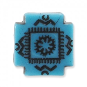 Perle piatte decorazione antica mm. 9 Turchese/Nero x5