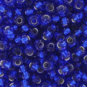 Perle di semi Preciosa 9/0 2,5 mm - Zaffiro foderato d'argento x10g