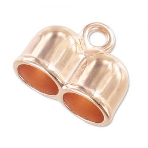 Terminale doppio per cordoncini da mm. 10 dorato rosa