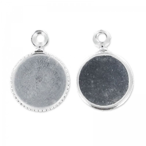 Castone pendente per cabochon retro piatto mm. 8 argentato HQ x1