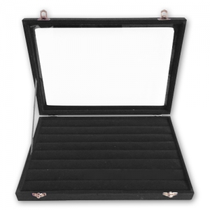Espositore bijoux per anelli 35x24x4.7 cm imitazione velluto - Nero
