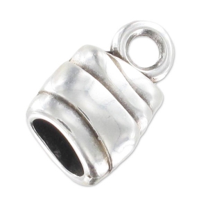 Terminale rigato per Mini Regaliz 7x4 mm Placcatura argento antico x1