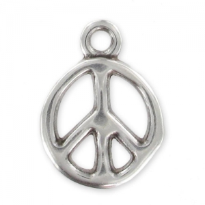 Ciondolo irregolare Peace mm. 18 Placcatura argento antico x1