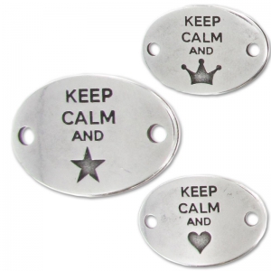 Separatore keep calm 2 fori mm. 29x20 Placcatura argento antico x1
