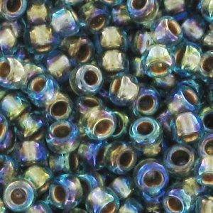Rocaille Toho 15/0 TO15R995 - Raimbow Aqua Gold Lined