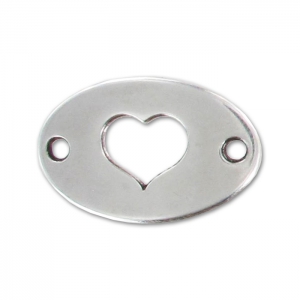 Separatore cuore 2 fori mm. 20x13 Placcatura argento antico x1