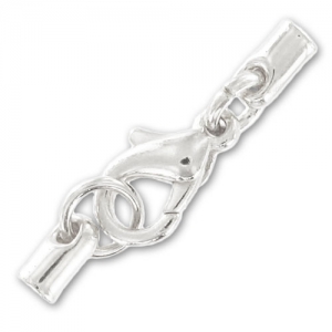 Chiusura moschettone Terminale per laccetti mm. 2 Placcatura argento fino