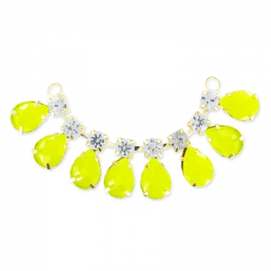 Pendente decorato mm. 18x13  Jaune fluo/dorato