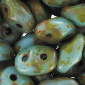 SuperDuo mm. 2.5x5 Blue Turquoise Travertin x10g