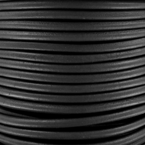 Cordoncino in pelle europeo da 4 mm - Nero x 1 m