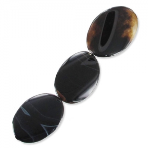 Perlina Black Agate oliva piana attorcigliata mm. 35x25 x1