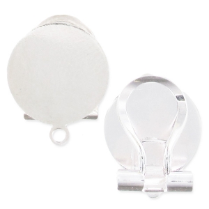 Orecchini a clips con piatello mm. 12 argentato x2