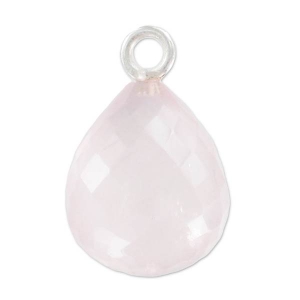 Pendente goccia sfaccettato 13x10 mm Argento 925/Quartz Rose x1