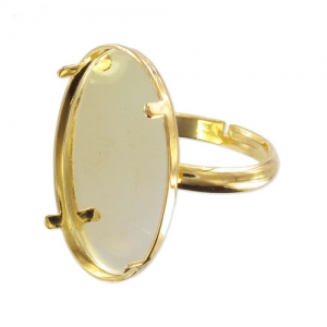 Anello Castone retro piatto mm. 25x18 dorato con oro fino x1