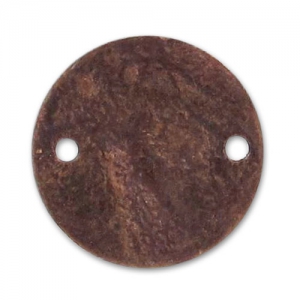 Separatore tondo martellato 2 fori mm. 15 rame antico x1