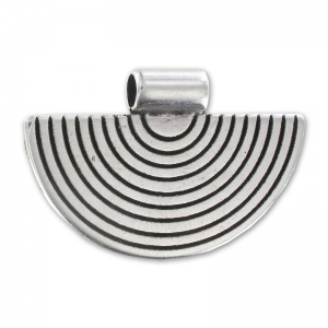 Pendente mezzo anello 23x35 mm Placcatura Argento Antico x1