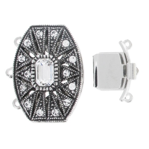 Chiusura 3 file mm. 22 Cabochon PureCrystal Crystal/argentato antico