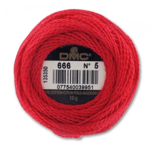 Cotone perlè DMC n°5 Rosso (666) x45m