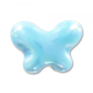 Farfalla in ceramica mm. 12x15 mm Aqua iridato x1
