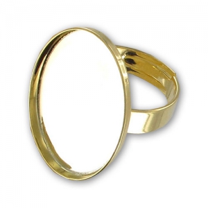 Anello Castone retro piatto mm. 25x18 dorato con oro fino x1
