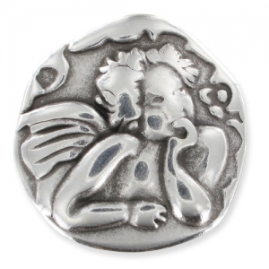 Passante per cuoio regaliz angelo mm. 24 Placcatura argento antico x1