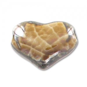 Cuore in ceramica mm. 21 Cappuccino marmorizzato iridato x1