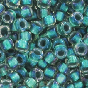 Rocaille Toho 15/0 TO15R264 - Crystal AB Teal Lined