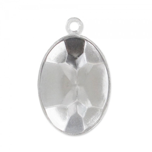 Castone da incollare PureCrystal 4120 ovale mm. 14x10 rodio1 anellino