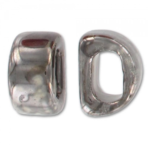 Passanti in ceramica mm. 18x10 Cream Silver Iridato x1