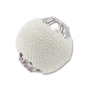 Perla tonda con inclusioni di perline con copette mm. 15 Crema x1